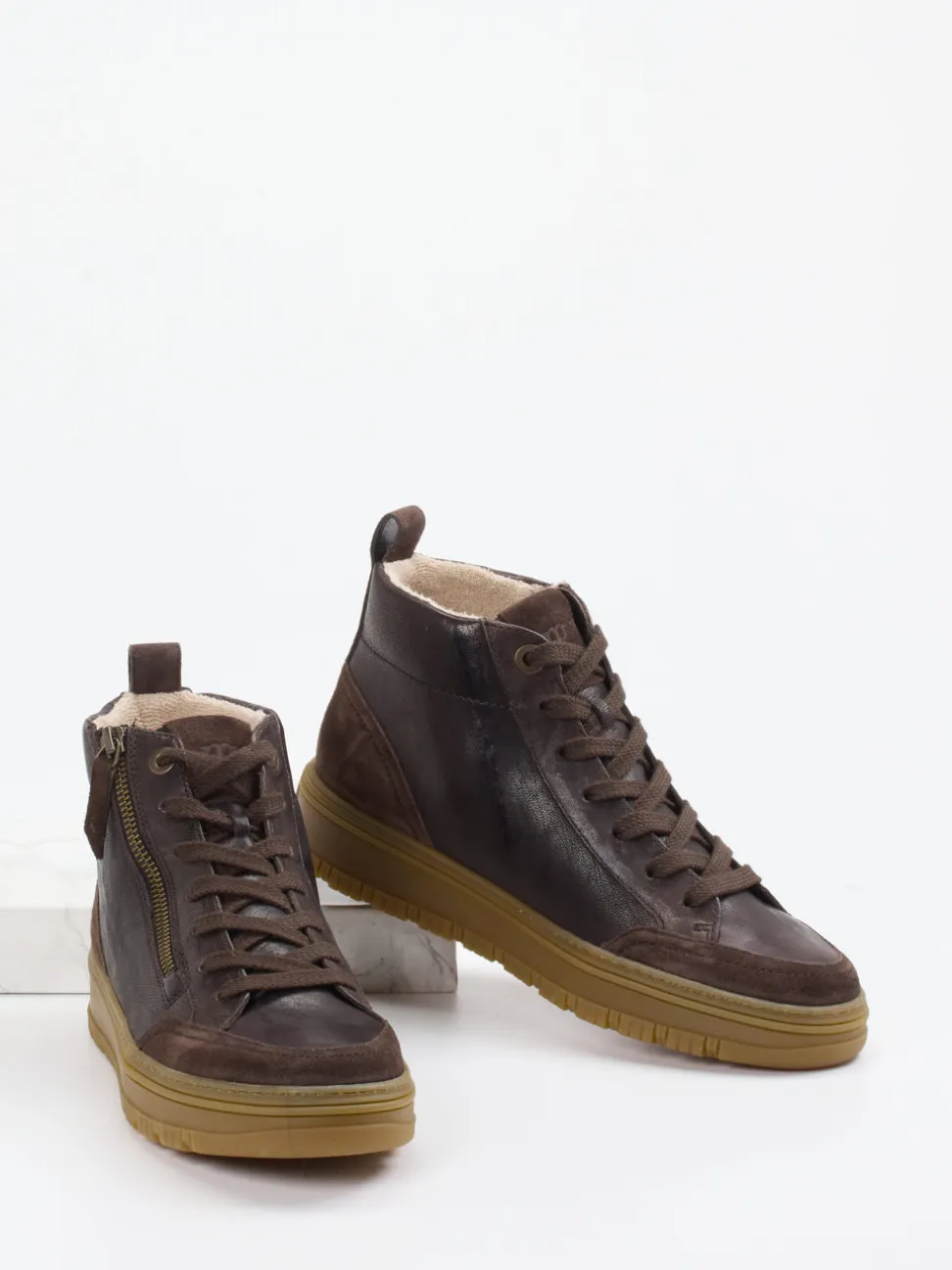 Paul Green – Mid-Top Sneaker aus Nubukleder braun