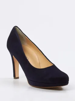 Paul Green – Plateau-Pumps aus Veloursleder dunkelblau