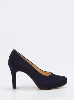 Paul Green – Plateau-Pumps aus Veloursleder dunkelblau