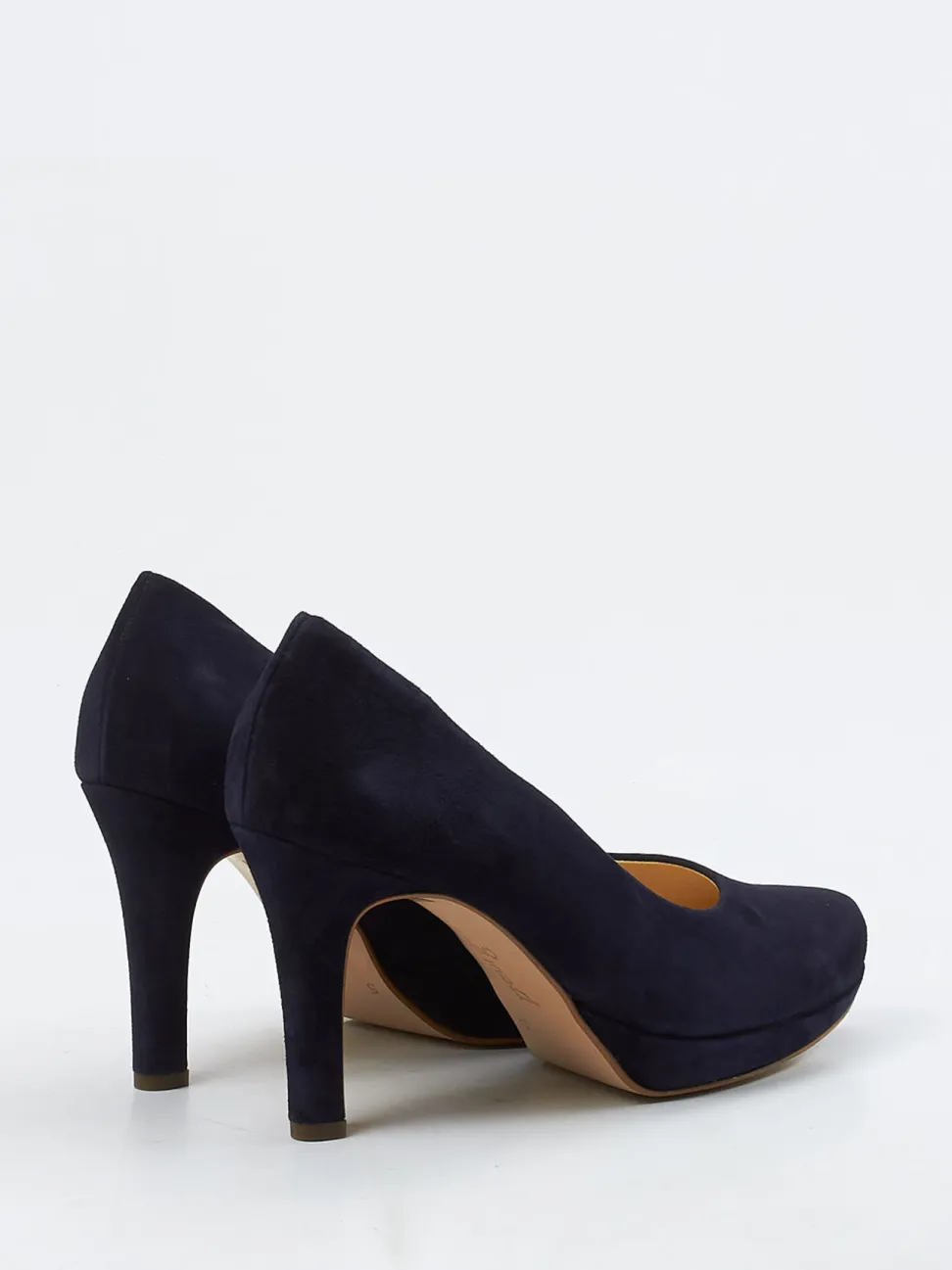 Paul Green – Plateau-Pumps aus Veloursleder dunkelblau