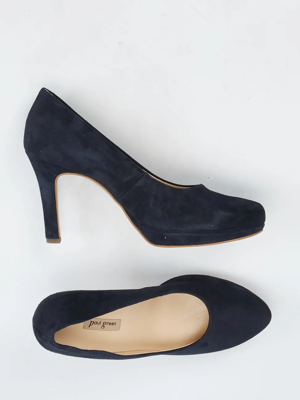 Paul Green – Plateau-Pumps aus Veloursleder dunkelblau