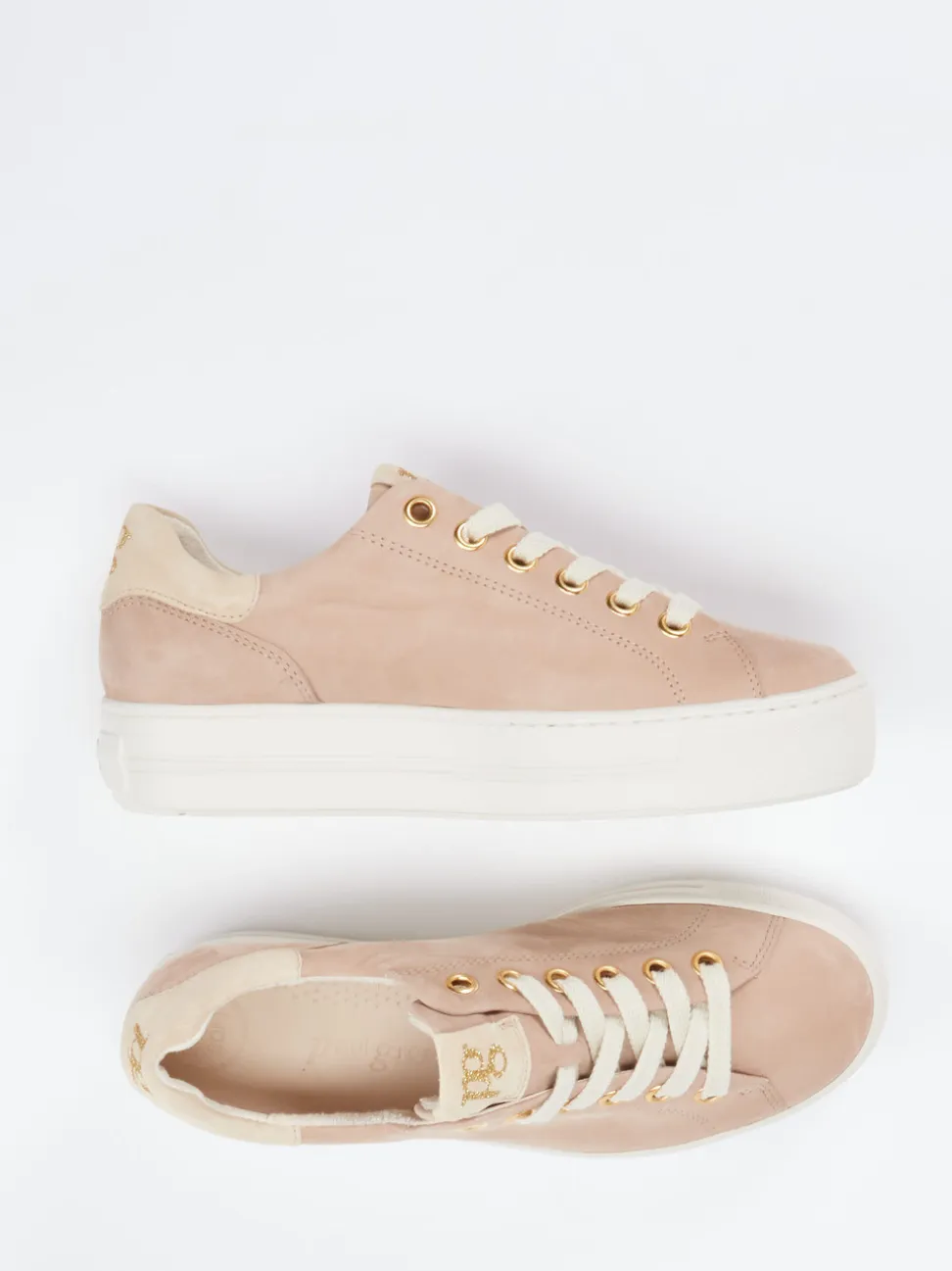 Paul Green – Plateau-Sneaker aus Nubukleder in Beige