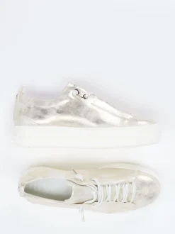 Paul Green – Plateau-Sneaker aus Metallicleder silber