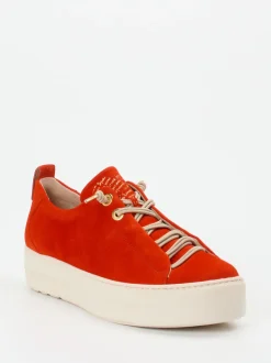 Paul Green – Plateau-Sneaker aus Veloursleder orange