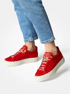 Paul Green – Plateau-Sneaker aus Veloursleder orange