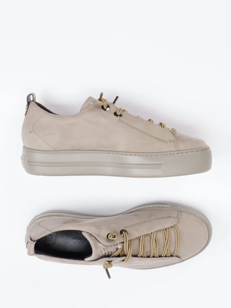 Paul Green – Plateau-Sneaker aus Nubukleder beigegrau