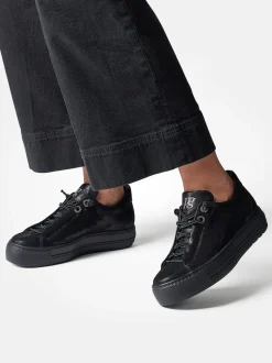 Paul Green – Plateau-Sneaker aus Nubukleder schwarz
