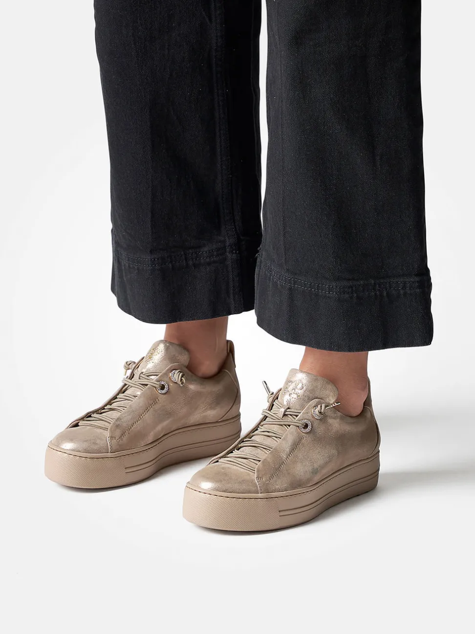 Paul Green – Plateau-Sneaker aus Nubukleder goldfarben