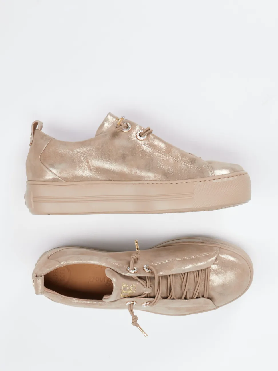 Paul Green – Plateau-Sneaker aus Nubukleder goldfarben