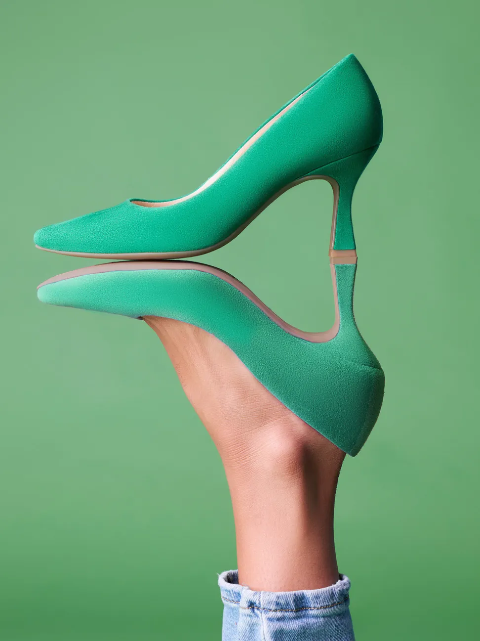 Paul Green – Pumps aus Veloursleder smaragdgrün