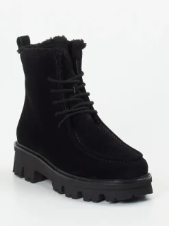 Paul Green – Schnürboots aus Veloursleder schwarz