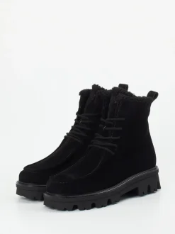 Paul Green – Schnürboots aus Veloursleder schwarz