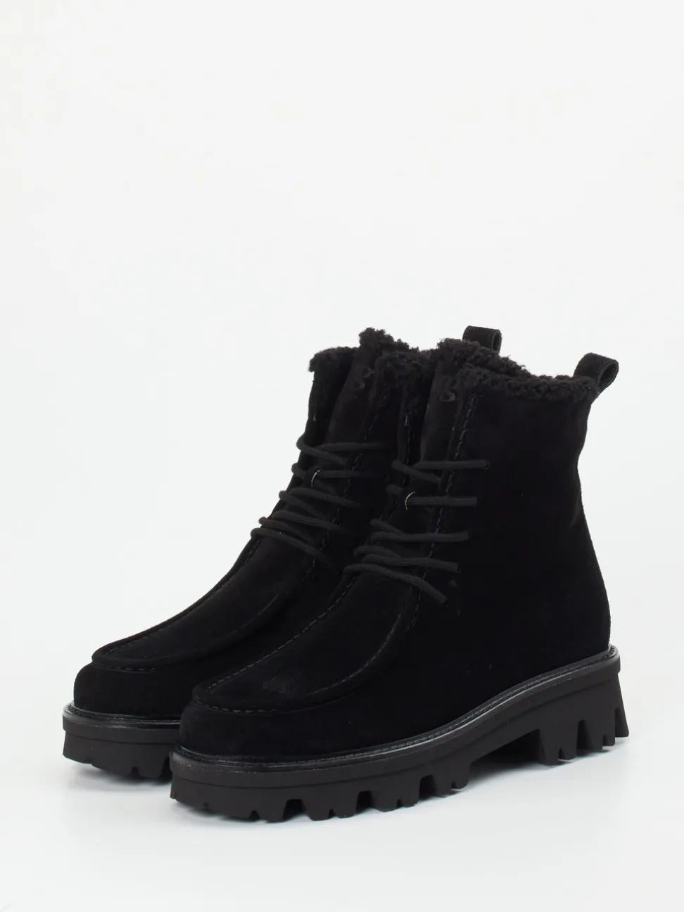 Paul Green – Schnürboots aus Veloursleder schwarz