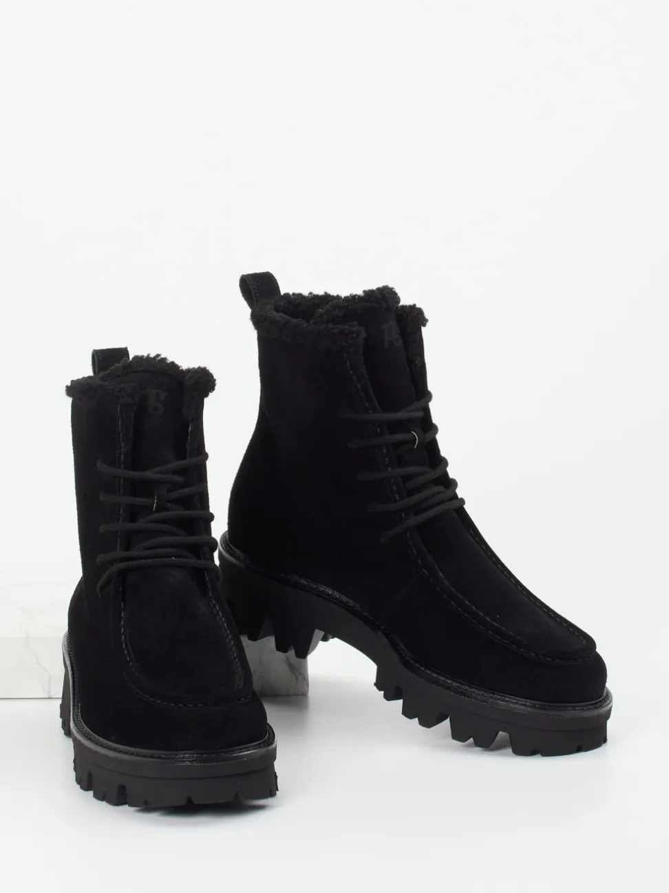 Paul Green – Schnürboots aus Veloursleder schwarz
