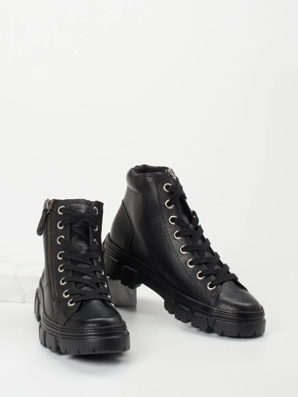 Paul Green – Schnürboots aus Kalbleder Schwarz