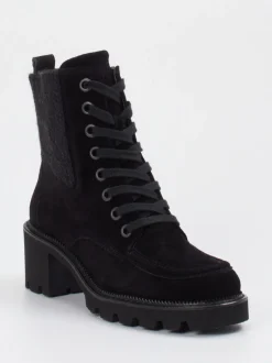 Paul Green – Schnürboots aus Veloursleder schwarz