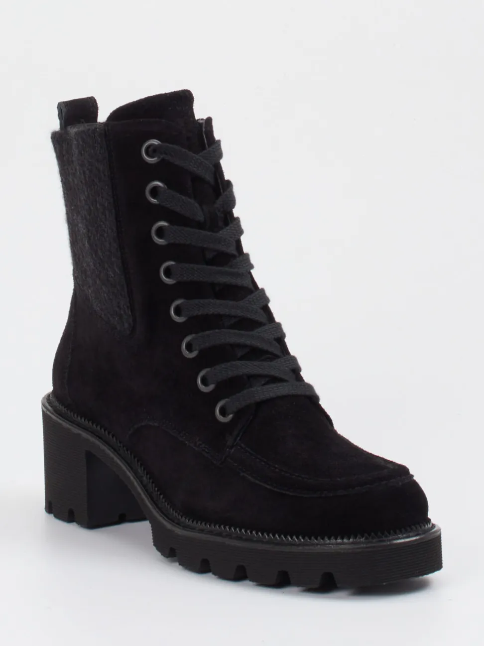 Paul Green – Schnürboots aus Veloursleder schwarz