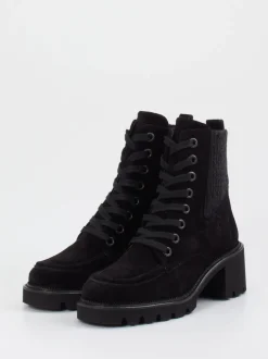 Paul Green – Schnürboots aus Veloursleder schwarz
