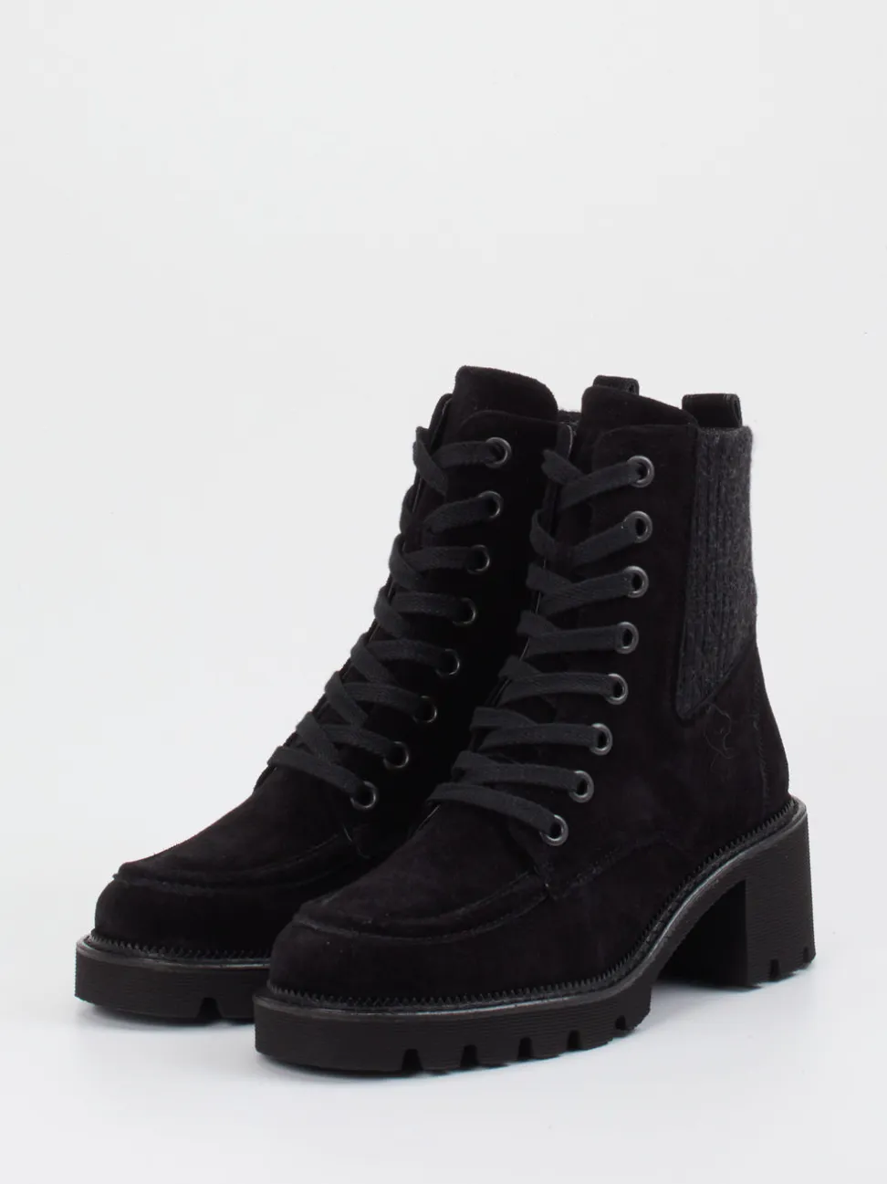 Paul Green – Schnürboots aus Veloursleder schwarz