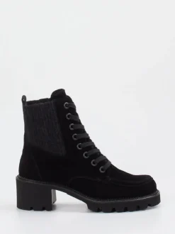 Paul Green – Schnürboots aus Veloursleder schwarz