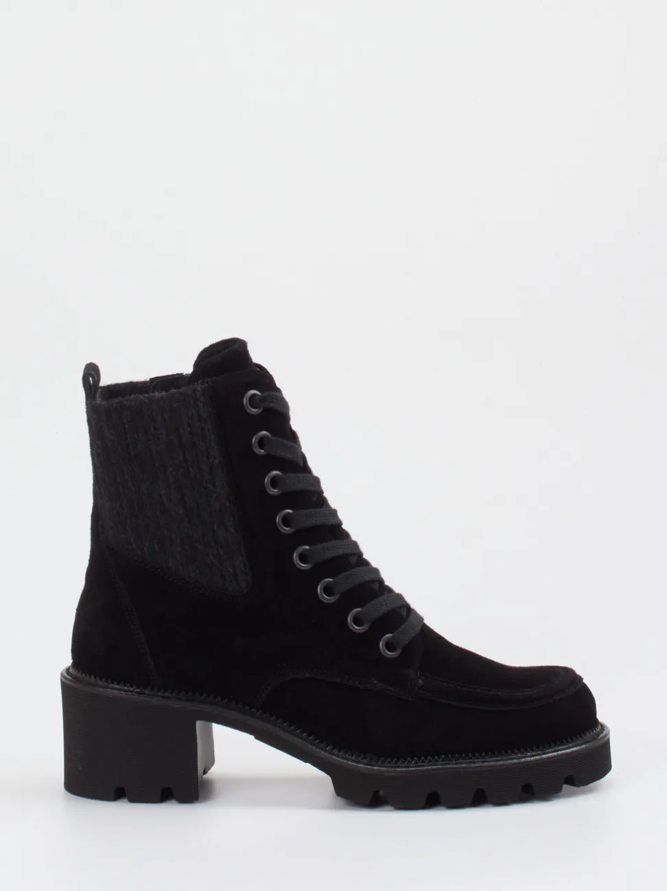 Paul Green – Schnürboots aus Veloursleder schwarz