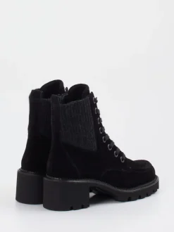 Paul Green – Schnürboots aus Veloursleder schwarz
