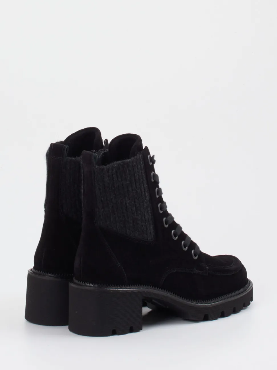 Paul Green – Schnürboots aus Veloursleder schwarz