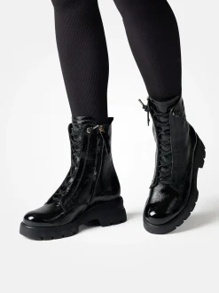 Paul Green – Schnürboots aus Lackleder schwarz