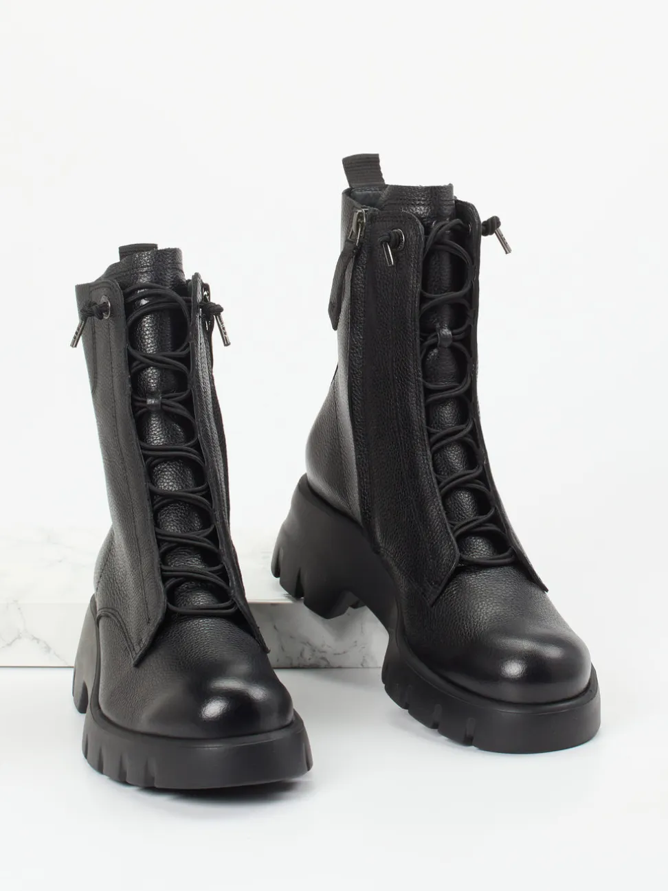 Paul Green – Schnürboots aus Kalbleder schwarz