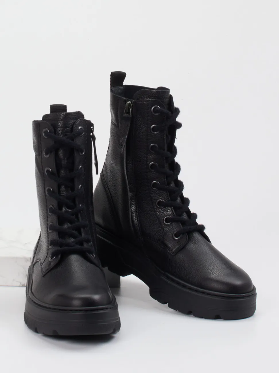 Paul Green – Schnürboots aus Kalbleder schwarz