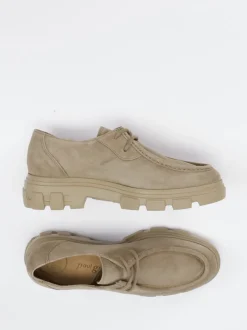 Paul Green – Schnürschuhe aus Veloursleder sandbeige