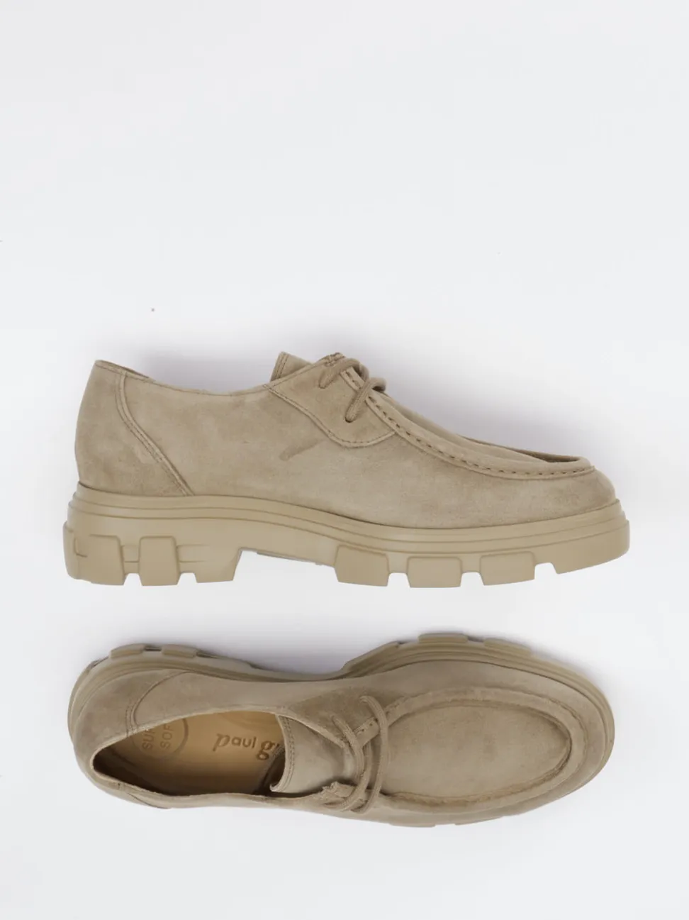 Paul Green – Schnürschuhe aus Veloursleder sandbeige