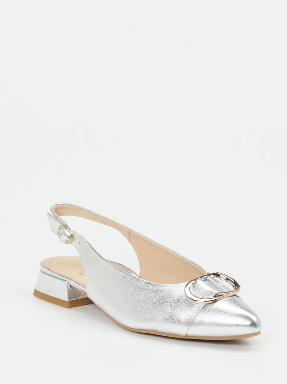Paul Green – Slingpumps aus Metallicleder in Silber