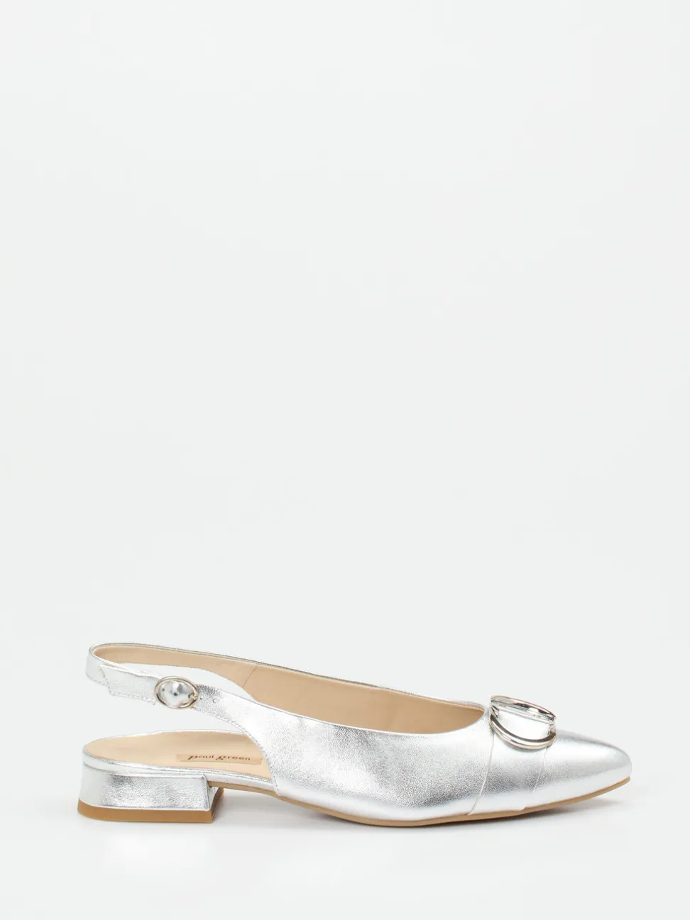 Paul Green – Slingpumps aus Metallicleder in Silber