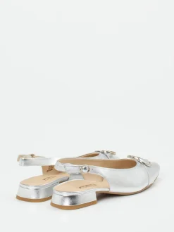 Paul Green – Slingpumps aus Metallicleder in Silber