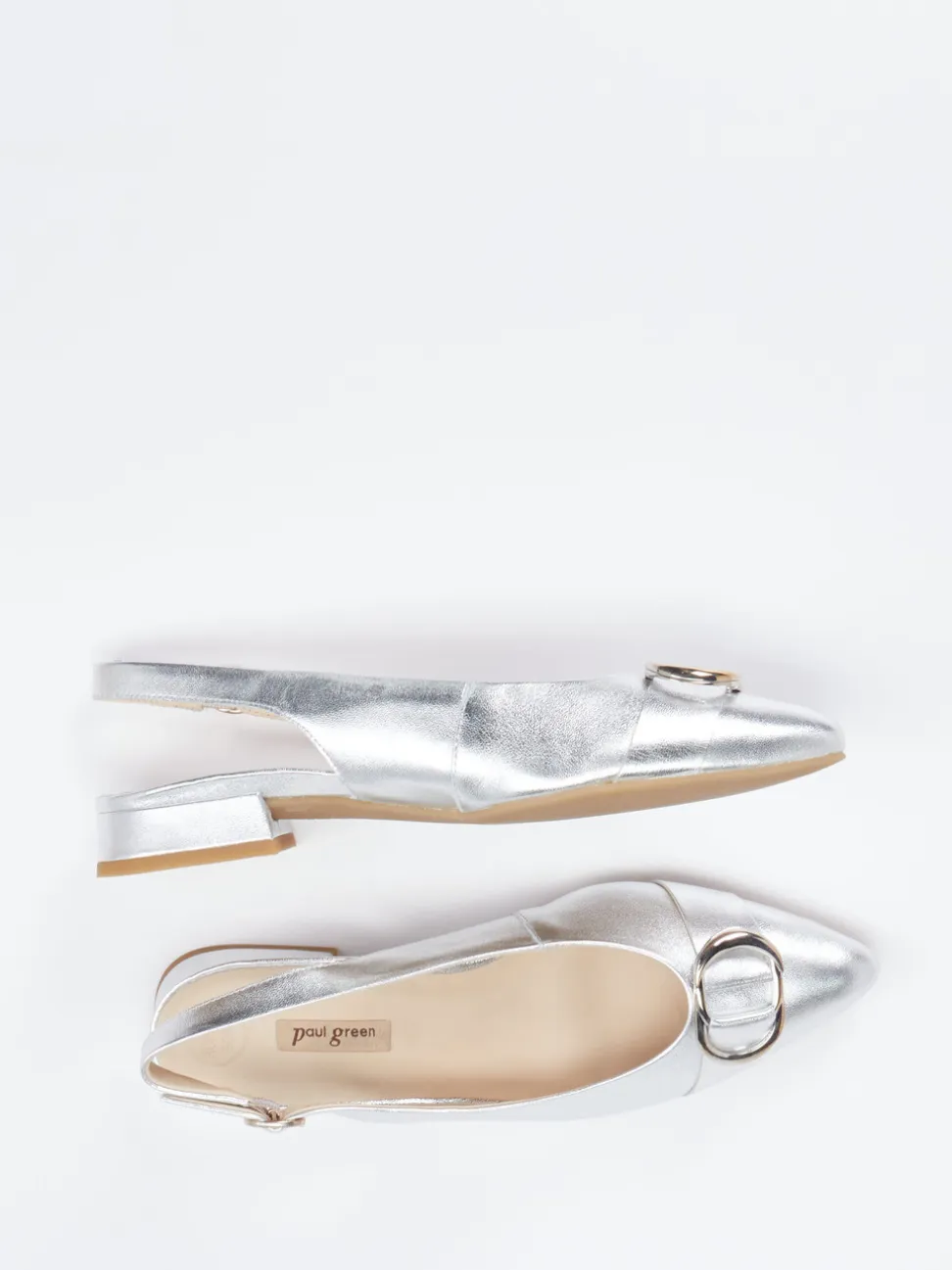 Paul Green – Slingpumps aus Metallicleder in Silber