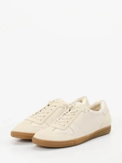 Paul Green – Sneaker aus Kalbleder und Veloursleder Beige
