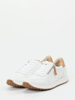 Paul Green – Sneaker aus Kalbleder weiß cognac