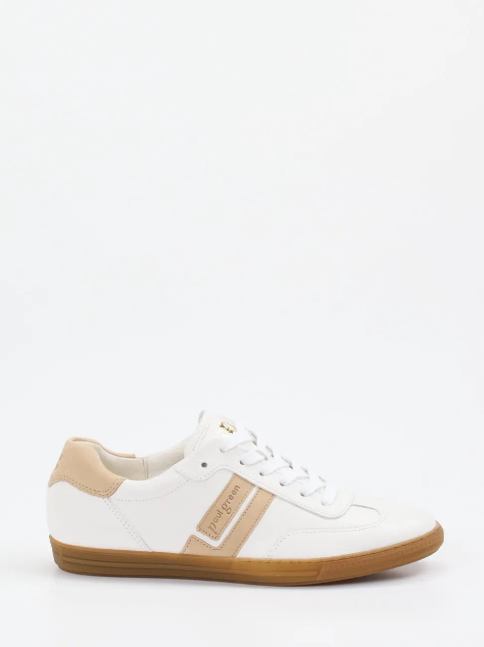 Paul Green – Sneaker aus Kalbleder in Weiß-Beige