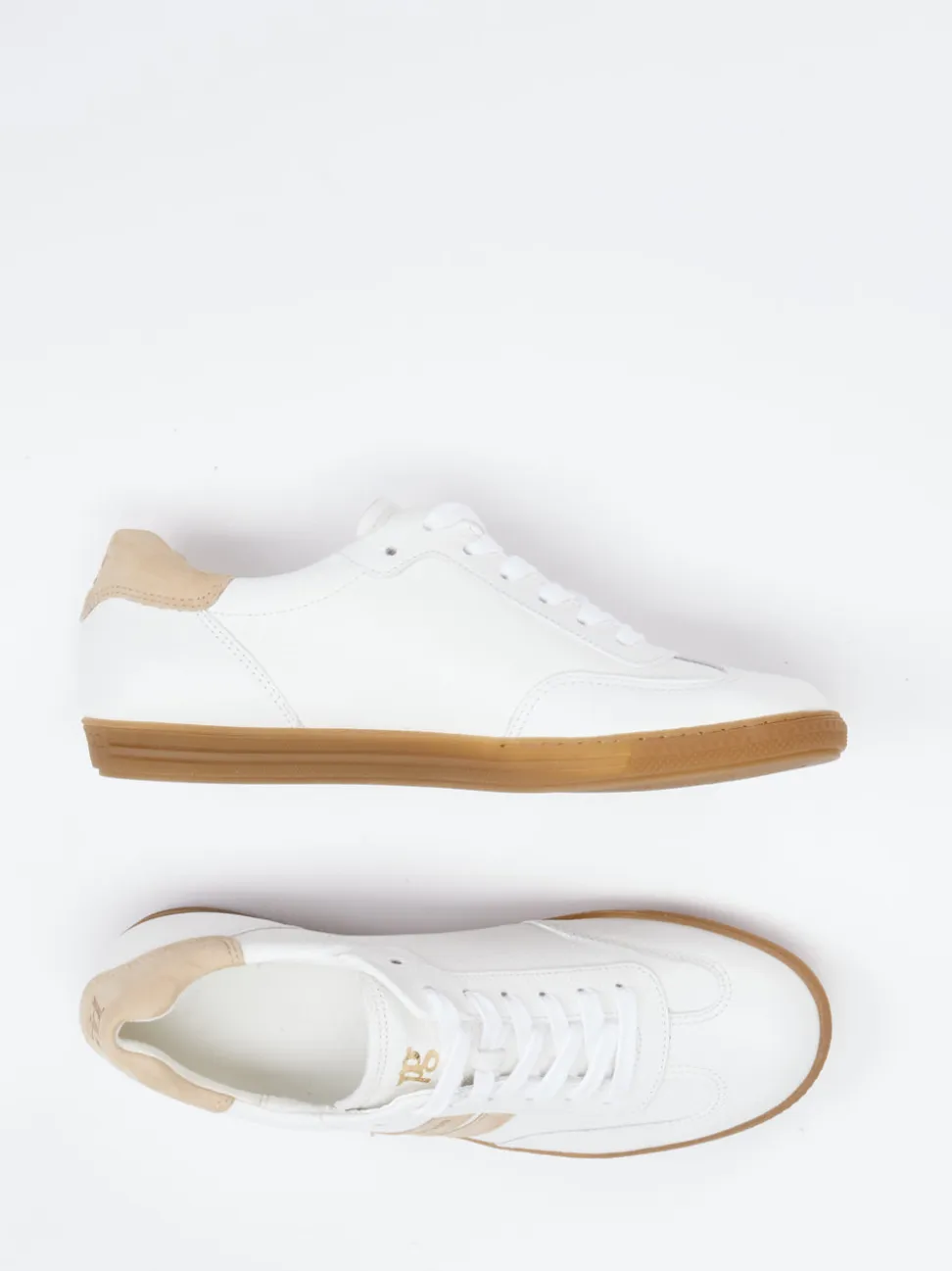 Paul Green – Sneaker aus Kalbleder in Weiß-Beige