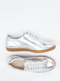 Paul Green – Sneaker aus Kalbleder silberfarben