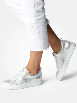 Paul Green – Sneaker aus Kalbleder silberfarben