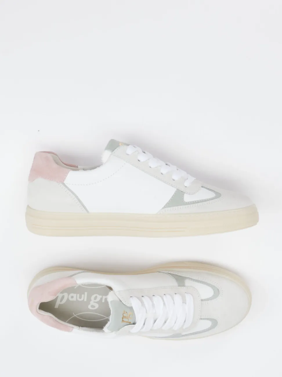 Paul Green – Sneaker aus Leder und Veloursleder Weiß