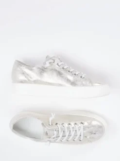 Paul Green – Sneaker aus Metallicleder silberfarben