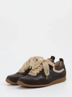 Paul Green – Sneaker aus Velour- und Glattleder braun