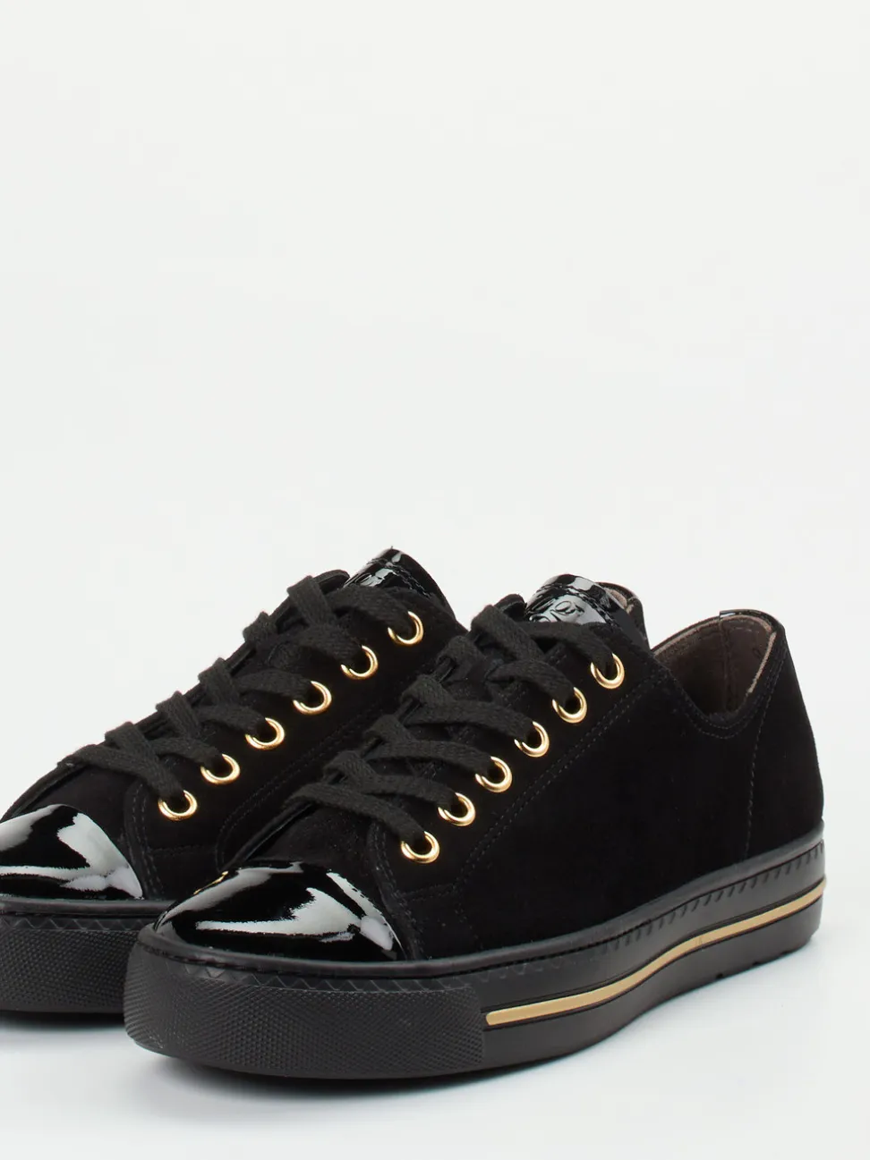 Paul Green – Sneaker aus Veloursleder in Schwarz-Gold