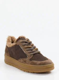 Paul Green – Sneaker aus Velourleder mittelbraun