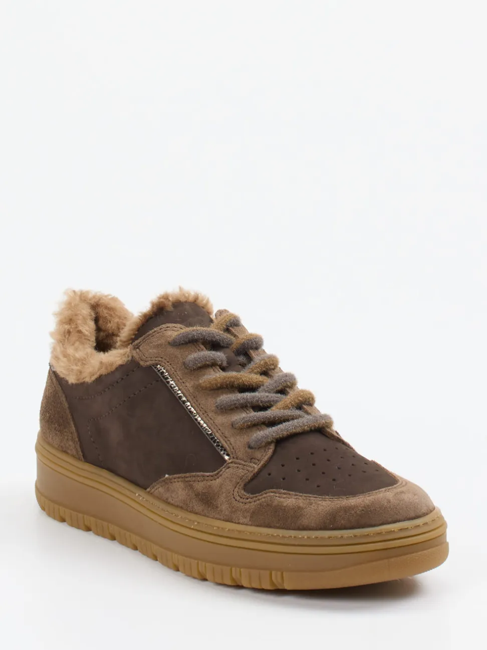 Paul Green – Sneaker aus Velourleder mittelbraun