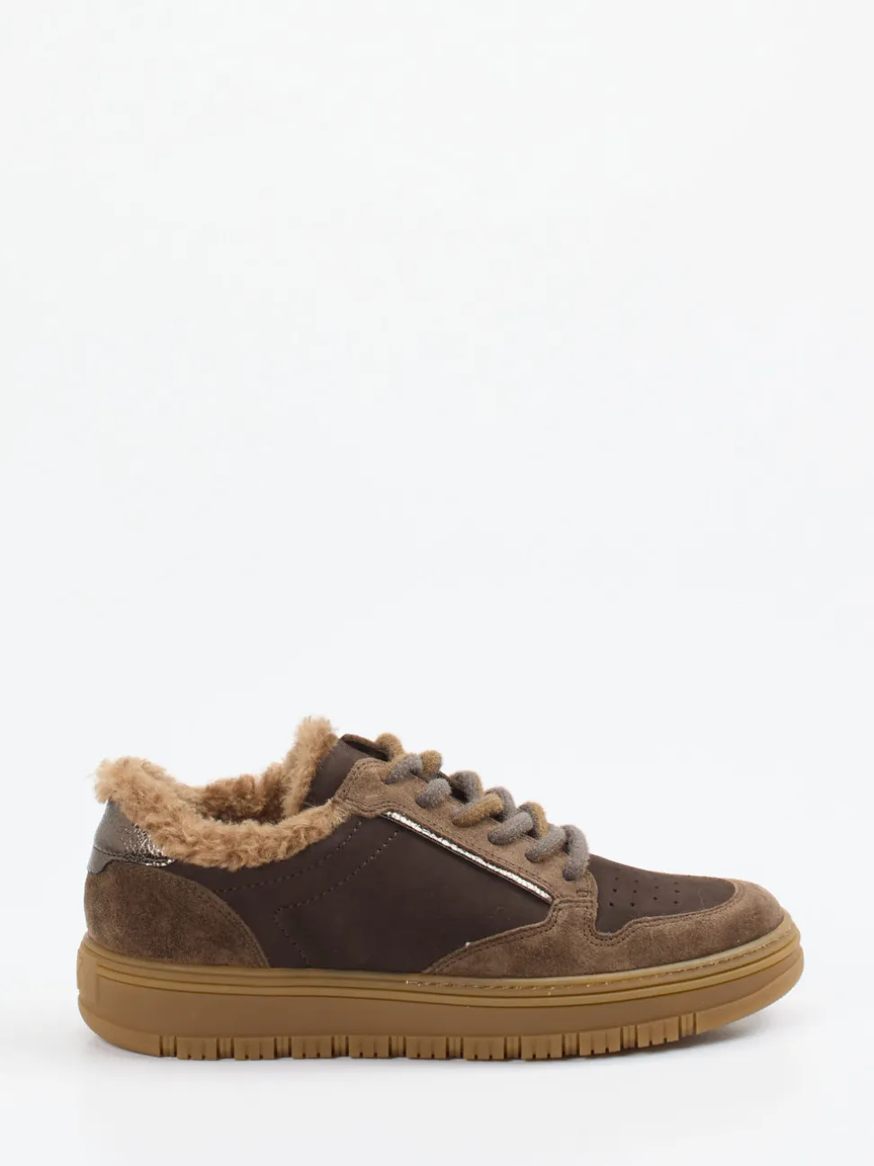 Paul Green – Sneaker aus Velourleder mittelbraun