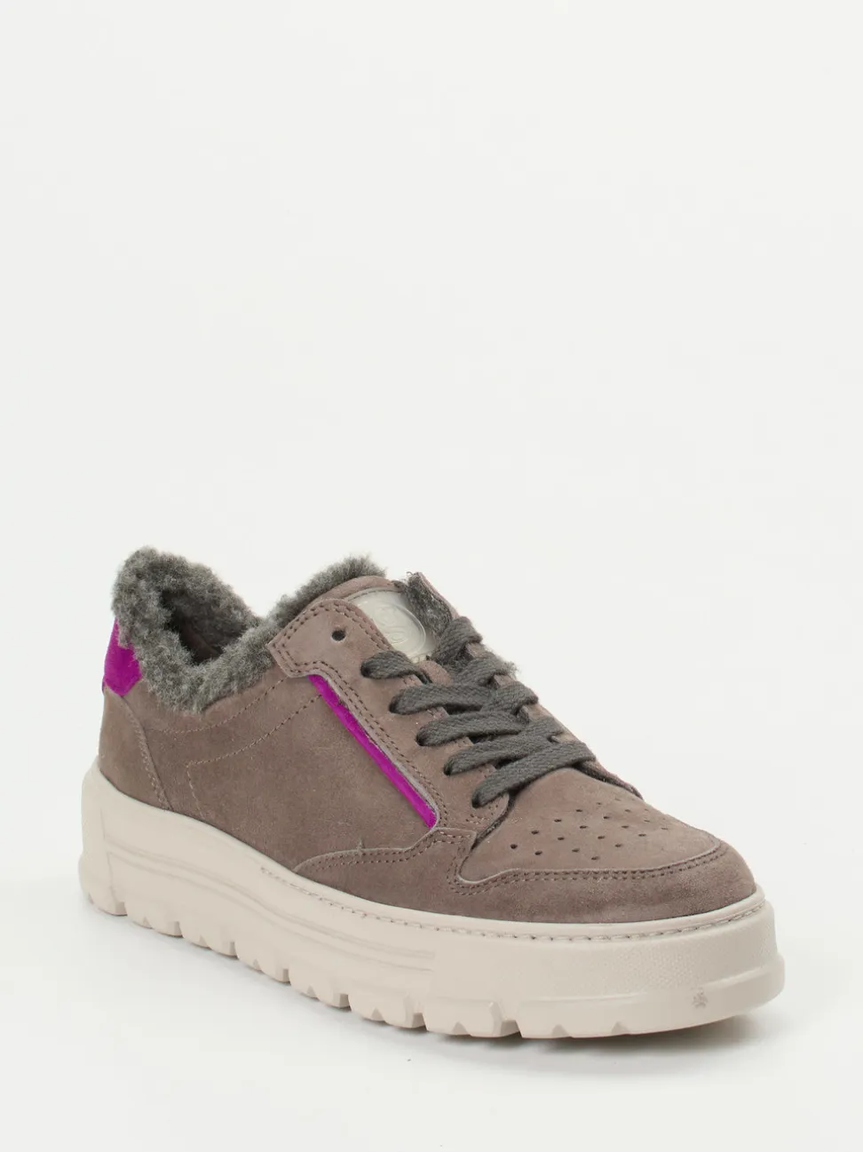 Paul Green – Sneaker aus Veloursleder in Taupe